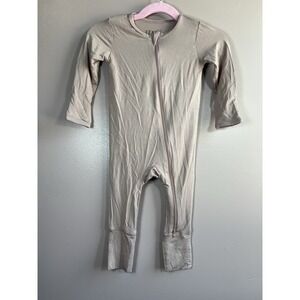 Scainf Baby Zipper Footie One Piece Pajama Tan Bamboo Sleeper Jumpsuit Size 9-12